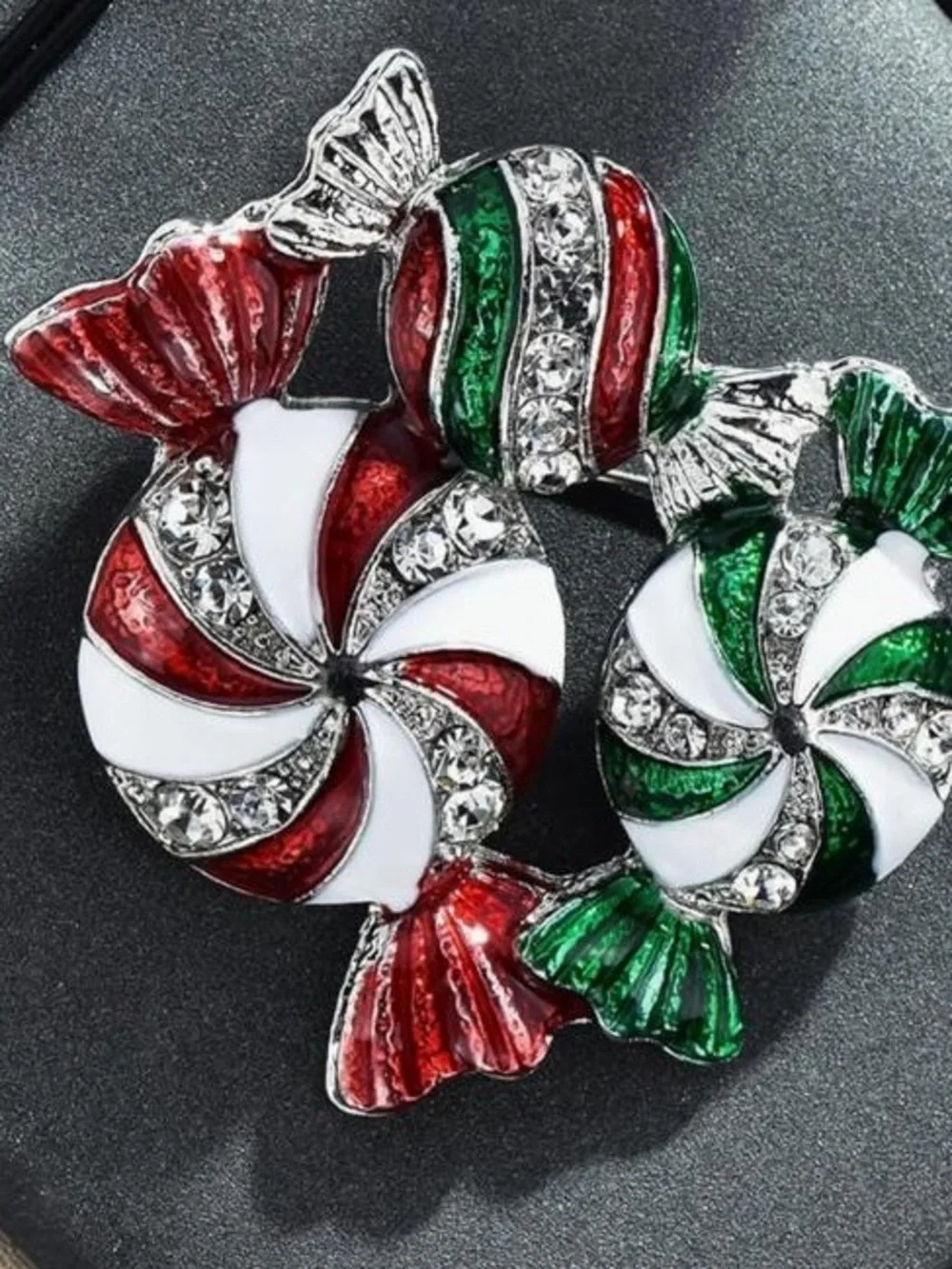 Anthropologie Red, Green & White Candy Swirl Brooch